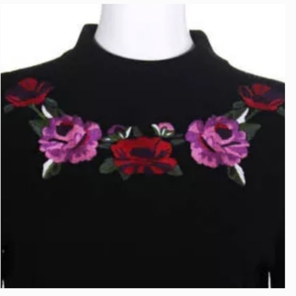 kate spade madison avenue black pink floral blossom sweater small nwot - Picture 4 of 12